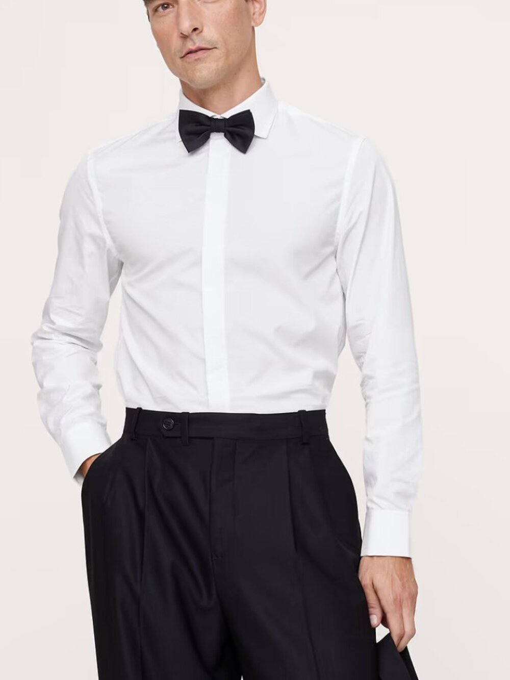 NWT! Banana Republic Men's White Slim-Fit Cotton Poplin Tuxedo Cutaway Shirt M